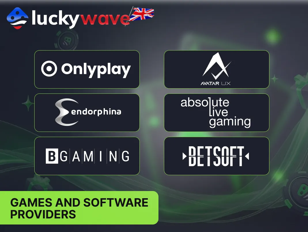 casino games and software providers in the game lobby